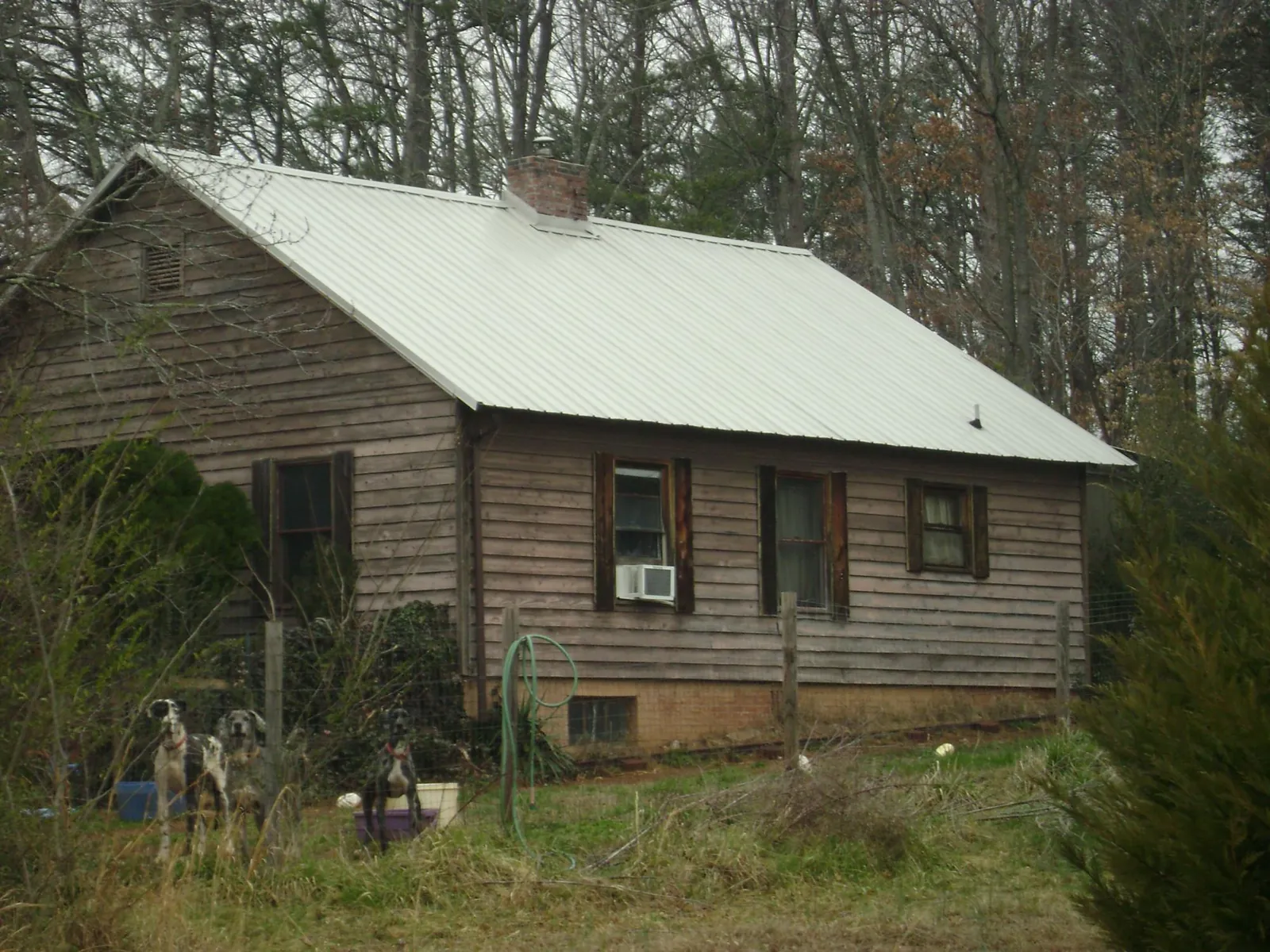 White metal roof on an old wood sided farmhouse, from a Metal Roof Installation job in West Yarmouth